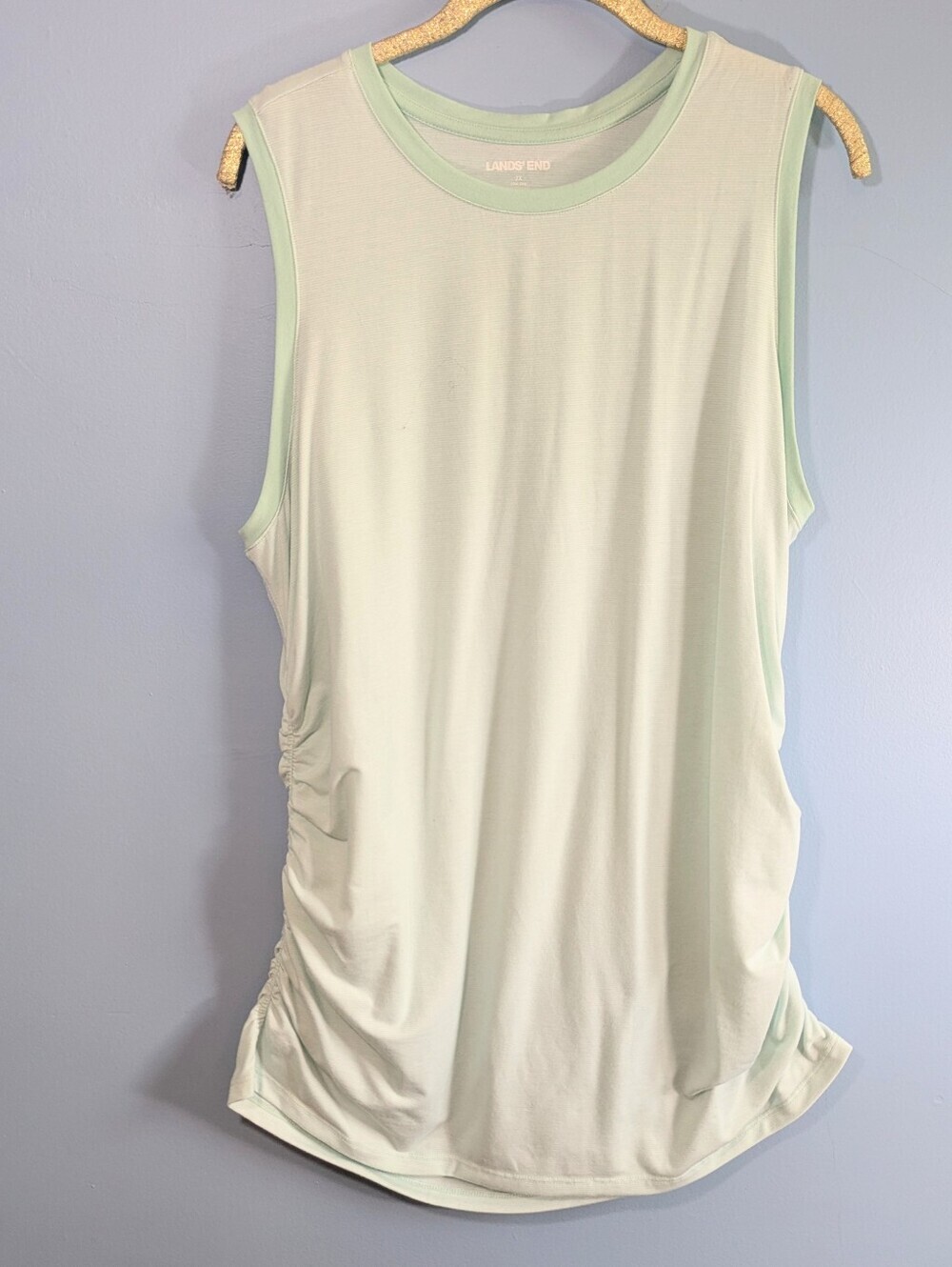 Lands' End Mint Green Striped Side Ruched Tunic